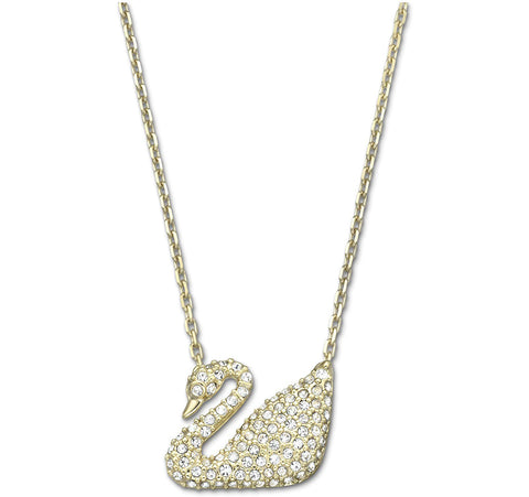 Swarovski Clear Crystal JEWELRY SWAN Pendant Necklace Gold #5063921