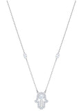 Swarovski Clear Crystal LUCKILY HAMSA Hand Necklace, Rhodium -5429731