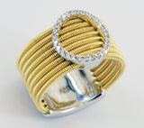 Contemporary Spiral O Circle Gold Fashion Ring YOLANDA Sterling Silver CZ