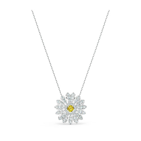 Swarovski Crystal Eternal Flower Pendant, Yellow, Rhodium Plated -5512660