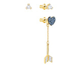 Swarovski Earrings Set Jacket Pierced Earrings GOOD Blue Heart, Gold -5265704