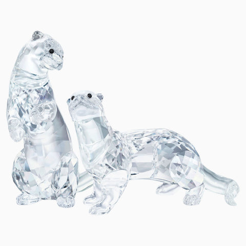 Swarovski Clear Crystal Set of 2 Figurines OTTERS -5385060