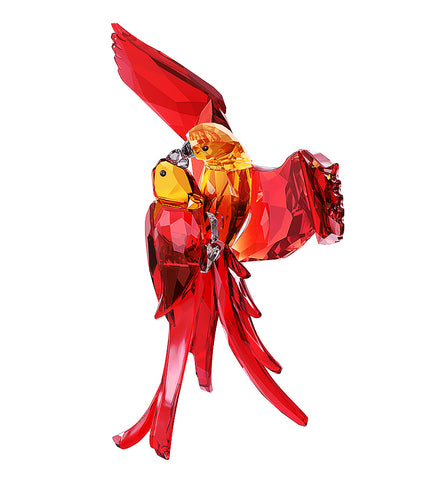 Swarovski Color Crystal Paradise Red Parrots Pair of Birds -5136809