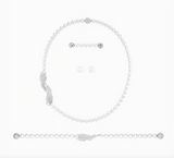 Swarovski NICE PEARL SET Necklace, Bracelet & Studs, White, Rhodium -5512380