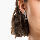 Swarovski Tennis Deluxe Drop earrings Mixed cuts, Gray, Rhodium plated -5562086
