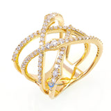 Spiral Crossover Fashion Ring EMILY Signity CZ 24K Gold over Sterling Silver