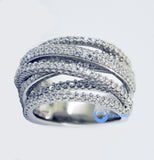 CROSSOVER Fashion Ring ANGELINA Signity CZ Rhodium over Sterling Silver - Zhannel
 - 2
