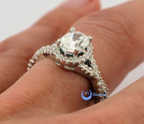 1.5ct Engagement Solitaire RING w/accents Signity CZ Rhodium over Silver