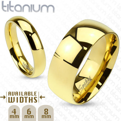 6mm Classic Gold IP Solid Titanium Wedding Band Ring - Zhannel
