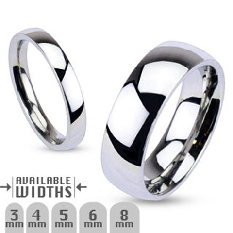 4mm Glossy Mirror Polished Traditional Wedding Band Ring 316L Stainless Steel - Zhannel
