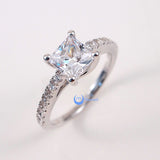 1ct Princess Cut Solitaire w/Accent Engagement Wedding Rings Set Silver CZ