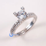 1.25ct Engagement Tower Wedding RINGS Set Signity CZ Rhodium Sterling Silver - Zhannel
 - 3