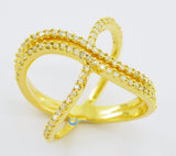 Contemporary Gold Crossing Weave Fashion Ring LILLIAN Sterling Silver