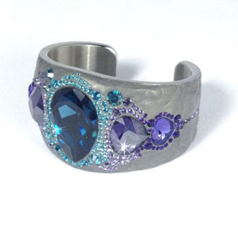 Swarovski Crystal PONY BANGLE Cuff Ocean Blue & Purple Crystals 1110336 - Zhannel
