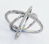 Crossover Fashion Ring CHRISTINA Signity CZ Pave Set Rhodium over Sterling Silver