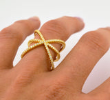 Crossover Fashion Ring CHRISTINA Signity CZ Pave Set 24K Gold over Sterling Silver