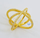Crossover Fashion Ring CHRISTINA Signity CZ Pave Set 24K Gold over Sterling Silver