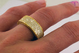 Wedding ETERNITY RING 7mm Band Pave Set Signity CZ 24K Gold over Sterling Silver