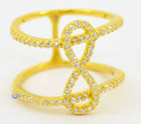 Infinity "8" Ring Double Fashion Ring Pave Signity CZ 24K Gold over Sterling Silver