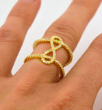 Infinity "8" Ring Double Fashion Ring Pave Signity CZ 24K Gold over Sterling Silver