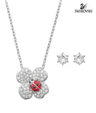 Swarovski Clear/Red Crystal BILLY Set CLOVER Earrings & Necklace #5086250 - Zhannel
 - 1