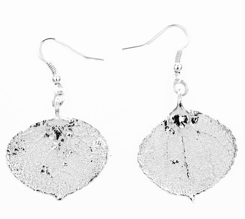 Real Leaf Hook Drop Earrings ASPEN Dipped in Silver - Zhannel
 - 1