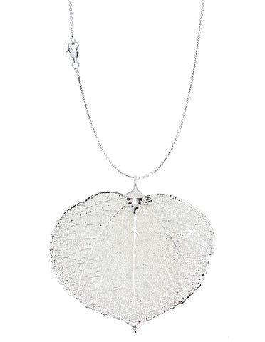 Real Leaf PENDANT with Chain ASPEN Dipped in Silver Genuine Leaf Necklace - Zhannel
 - 1