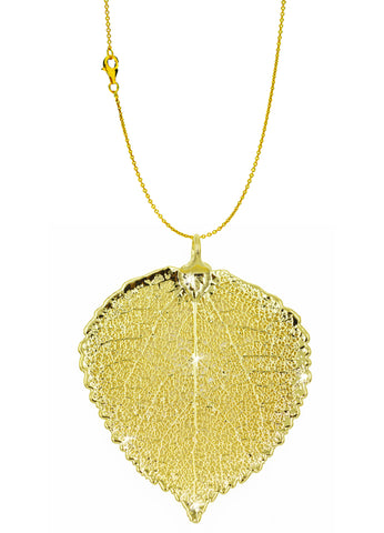 Real Leaf PENDANT with Chain ASPEN Dipped in 24k Yellow Gold Necklace - Zhannel
 - 1