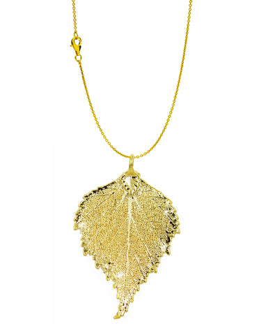 Real Leaf PENDANT with Chain BIRCH Dipped in 24K Yellow Gold Necklace - Zhannel
 - 1