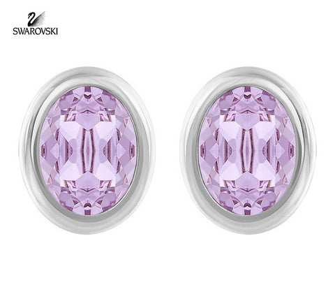 Swarovski Violet Crystal Pierced Studs Earrings LASER Rhodium #5101253 - Zhannel
