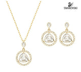 Swarovski Clear Crystal Jewelry Set BACKSTAGE Round Earrings & Necklace #5098512 - Zhannel
 - 1