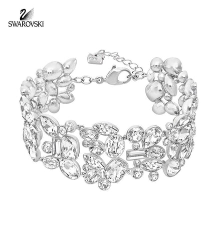 Swarovski Clear Crystal Bracelet DIVA Rhodium Plated Medium 17cm #5167393 - Zhannel
 - 1