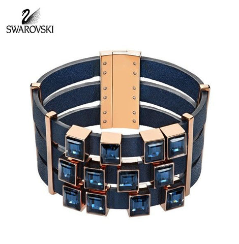 Swarovski Montana Crystal Leather Navy Blue Bracelet ELEMENT Medium #5182502 - Zhannel
 - 1
