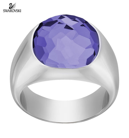 Swarovski Tanzanite Purple Crystal DOT RING Rhodium Plated