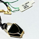 VINTAGE Swarovski Crystal Black Enamel Purse Pendant on Cord Necklace, Black -7900818