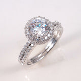 1.5ct Engagement Wedding Set 2 RINGS Signity CZ Pave/Prong Set Sterling Silver