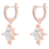 Swarovski Symbolic Hoop Earrings, Star, White, Rose Gold-Tone Plated-5494337