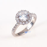 1.25 Round Cut Solitaire w/Accent Engagement Ring Rhodium over Silver w/CZ