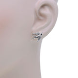 Swarovski Crystal Stud Pierced Earrings BIRDS, White, Rhodium plated-5530815