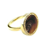 Swarovski Crystal MAESTRO Gold Ring with Tiger Brown Natural Stone