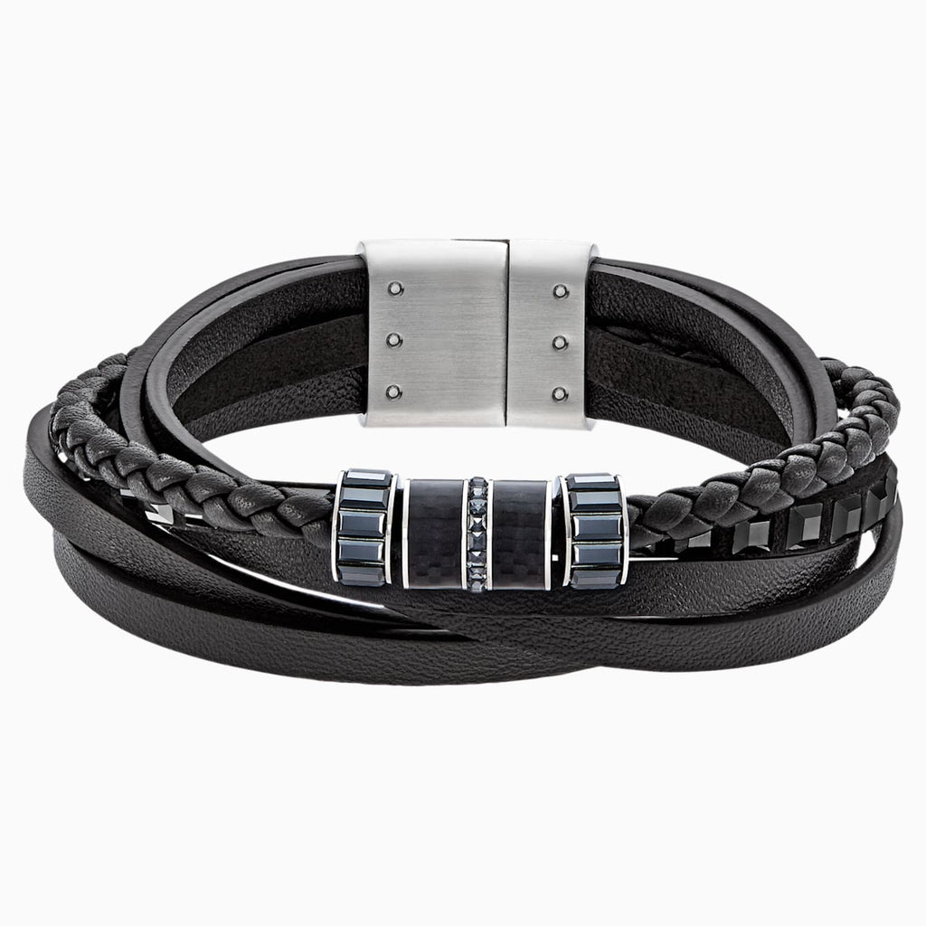 Swarovski Men's Bracelet ALTO BRACELET, LEATHER, Black, Large -5185337 ...