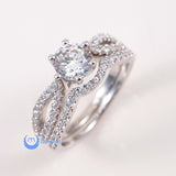 .75ct Engagement Wedding Set 2 RINGS Signity CZ Rhodium over Sterling Silver