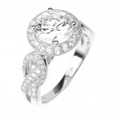 2ct Round Cut Solitaire w/Accent Engagement Ring Rhodium over Silver w/CZ