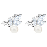 Swarovski Louison Pearl Stud Earrings White, Rhodium plated -5627346
