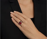 Swarovski Ruby Red Crystal DOT RING Rhodium Plated