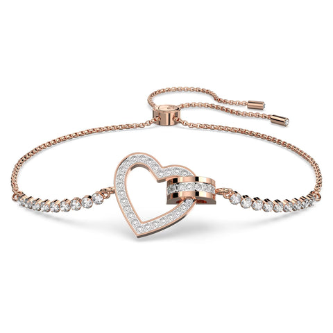 Swarovski Lovely Bracelet Heart, White, Rose gold-tone plated- 5636443