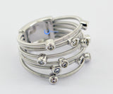 Contemporary Modern Spiral Fashion Ring CONSTANCE Sterling Silver Bezel Set CZ
