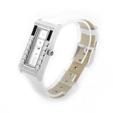 Swarovski LOVELY CRYSTAL SQUARE WATCH White Leather Stainless Steel #5096680
