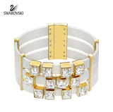 Swarovski Clear Crystal Leather Gold Plated Bracelet ELEMENT #5197106