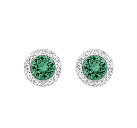 Swarovski Crystal Emerald ANGELIC Pierced Earring, Rhodium Plated -5267105